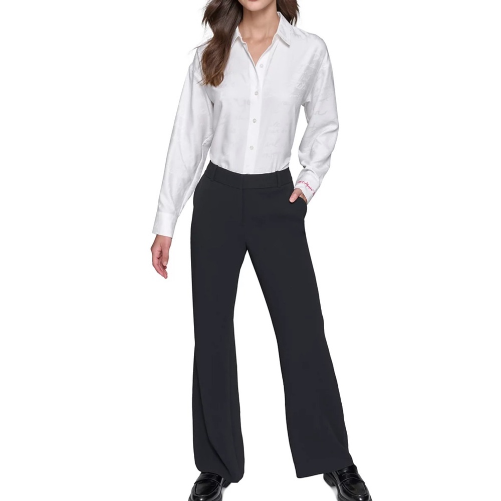 Women’s KARL LAGERFELD Black Bootcut High-Rise Pants Trousers Work Business